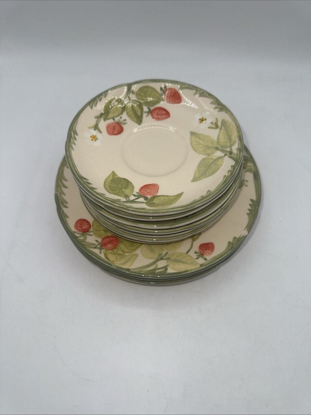 Franciscan Strawberry Fair 9 Piece Set LK 7 Saucers 3 Salad Plates